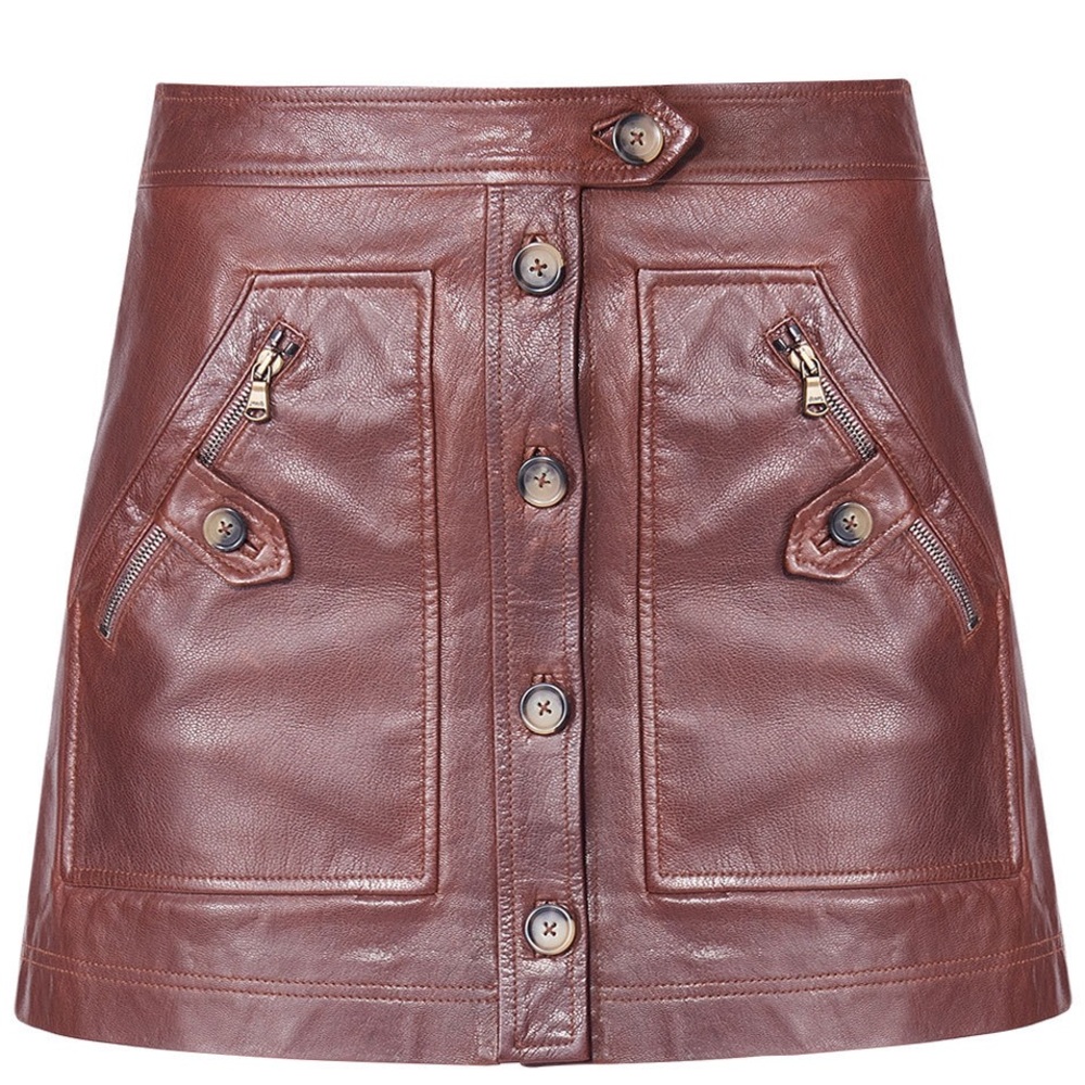 Veronica Beard 100% Leather Mini Skirt NWOT